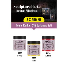 3x250ML Sculpture Dekoratif Rölyef Pasta - Temel Renkler 3'lü Başlangıç Seti