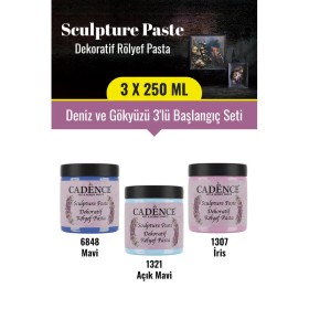 3x250ML Sculpture Dekoratif Rölyef Pasta - Deniz ve Gökyüzü 3'lü Başlangıç Seti