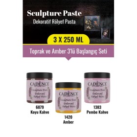 3x250ML Sculpture Dekoratif Rölyef Pasta - Toprak ve Amber 3'lü Başlangıç Seti