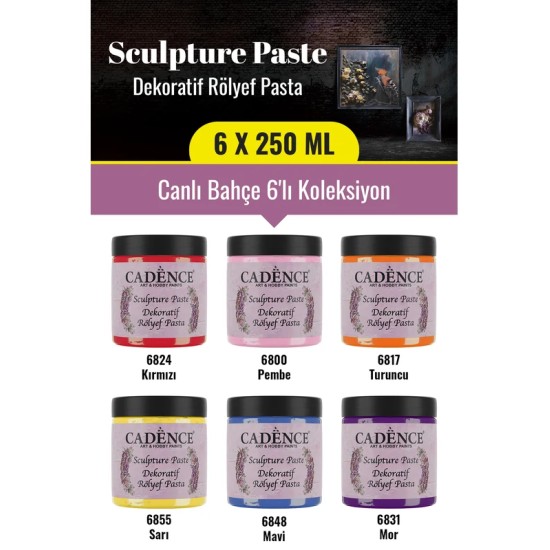 6x250ML Sculpture Dekoratif Rölyef Pasta - Canlı Bahçe 6'lı Koleksiyon