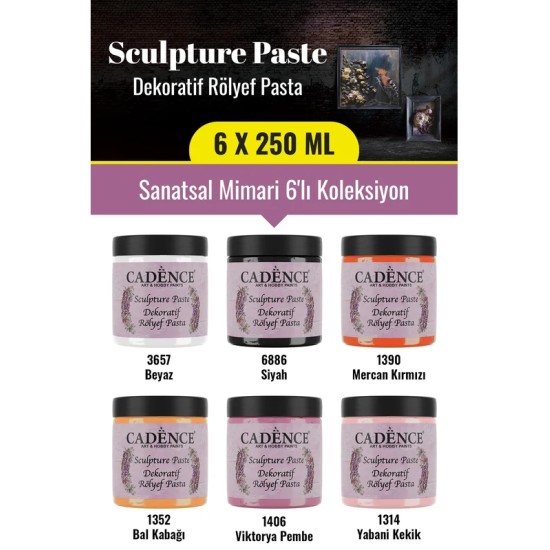 6x250ML Sculpture Dekoratif Rölyef Pasta - Sanatsal Mimari 6'lı Koleksiyon