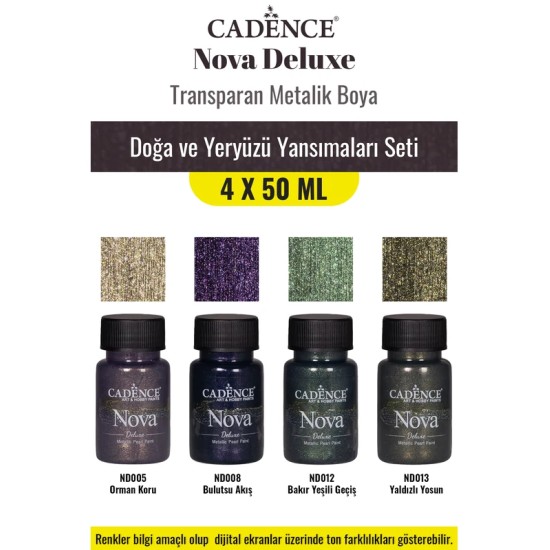 4X50ML Nova Deluxe Transparan Metalik Boya - Doğa ve Yeryüzü Yansımaları Seti