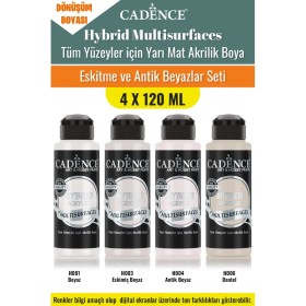 4X120ML Hibrit Multisurface Akrilik Boya - Eskitme ve Antik Beyazlar Seti