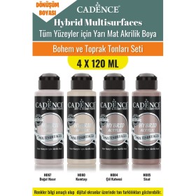 4X120ML Hibrit Multisurface Akrilik Boya - Bohem ve Toprak Tonları Seti