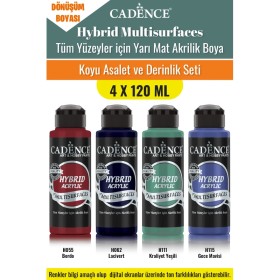 4X120ML Hibrit Multisurface Akrilik Boya - Koyu Asalet ve Derinlik Seti