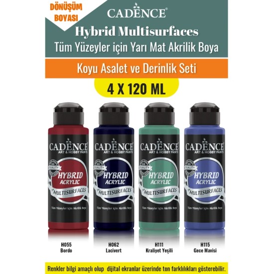 4X120ML Hibrit Multisurface Akrilik Boya - Koyu Asalet ve Derinlik Seti