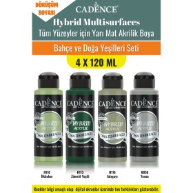 4X120ML Hibrit Multisurface Akrilik Boya - Bahçe ve Doğa Yeşilleri Seti