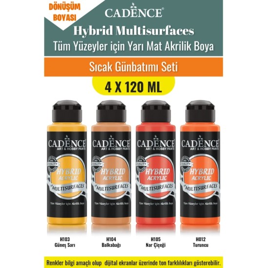 4X120ML Hibrit Multisurface Akrilik Boya - Sıcak Günbatımı Seti