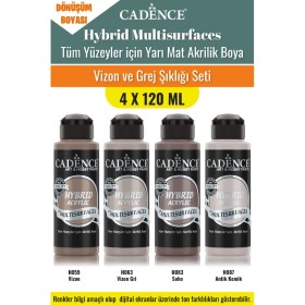 4X120ML Hibrit Multisurface Akrilik Boya - Vizon ve Grej Şıklığı Seti