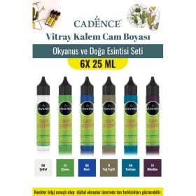 6X25ML Vitray Kalem Cam Boyası - Okyanus ve Doğa Esintisi Seti
