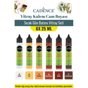 6X25ML Vitray Kalem Cam Boyası - Sıcak Gün Batımı Vitray Seti