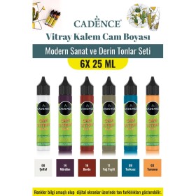 6X25ML Vitray Kalem Cam Boyası - Modern Sanat ve Derin Tonlar Seti
