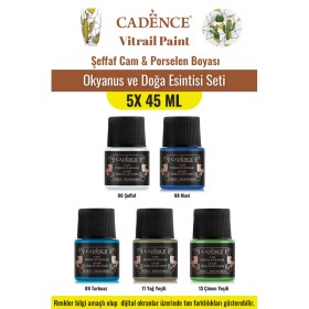 5X45ML Vitray Şeffaf Cam Boyası - Okyanus ve Doğa Esintisi Seti