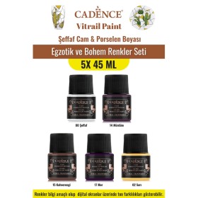 5X45ML Vitray Şeffaf Cam Boyası - Egzotik ve Bohem Renkler Seti
