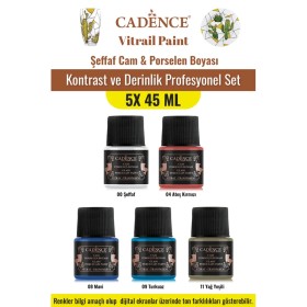 5X45ML Vitray Şeffaf Cam Boyası - Kontrast ve Derinlik Profesyonel Set