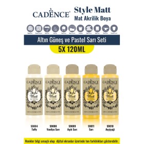 5X120ML Style Matt Mat Akrilik Boya - Altın Güneş ve Pastel Sarı Seti