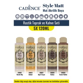 5X120ML Style Matt Mat Akrilik Boya - Rustik Toprak ve Kahve Seti