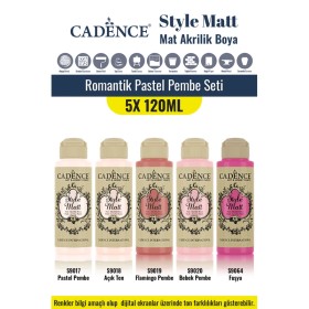 5X120ML Style Matt Mat Akrilik Boya - Romantik Pastel Pembe Seti