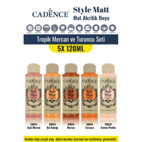 5X120ML Style Matt Mat Akrilik Boya - Tropik Mercan ve Turuncu Seti