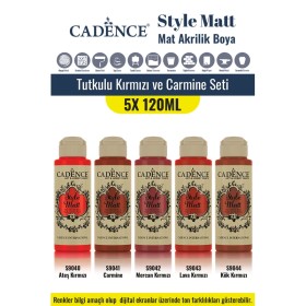 5X120ML Style Matt Mat Akrilik Boya - Tutkulu Kırmızı ve Carmine Seti