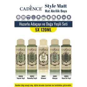 5X120ML Style Matt Mat Akrilik Boya - Huzurlu Adaçayı ve Doğa Yeşili Seti