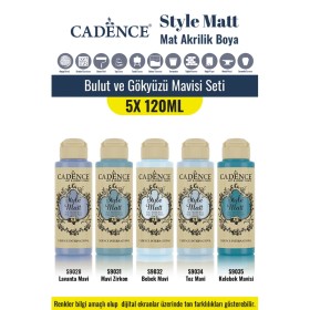 5X120ML Style Matt Mat Akrilik Boya - Bulut ve Gökyüzü Mavisi Seti