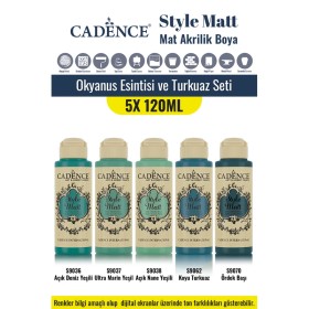 5X120ML Style Matt Mat Akrilik Boya - Okyanus Esintisi ve Turkuaz Seti