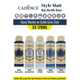 5X120ML Style Matt Mat Akrilik Boya - Gece Mavisi ve Çelik Grisi Seti