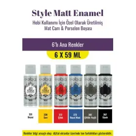 6X59ML Enamel Mat Cam Porselen Boyası - Ana Renkler Seti
