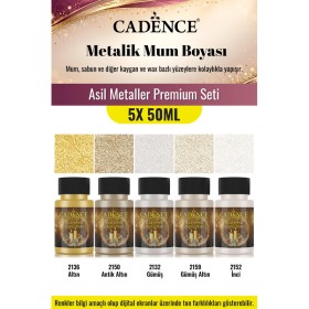5X50ML Metalik Mum Boyası - Asil Metaller Premium Seti
