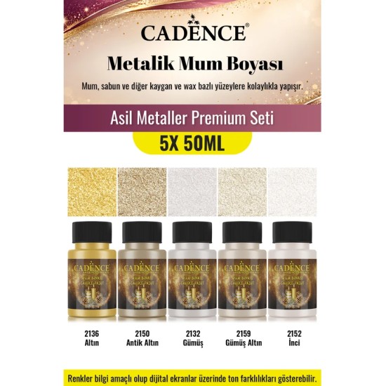 5X50ML Metalik Mum Boyası - Asil Metaller Premium Seti