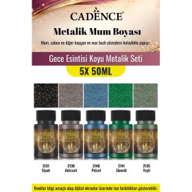 5X50ML Metalik Mum Boyası - Gece Esintisi Koyu Metalik Seti