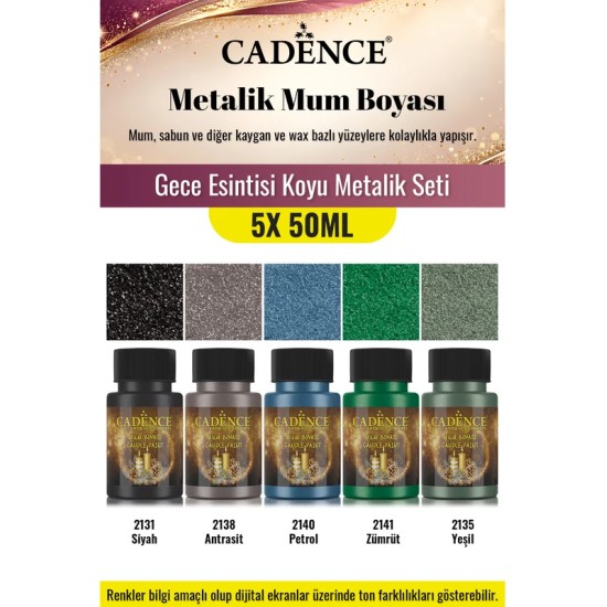 5X50ML Metalik Mum Boyası - Gece Esintisi Koyu Metalik Seti