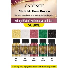 5X50ML Metalik Mum Boyası - Yılbaşı Büyüsü Kutlama Metalik Seti