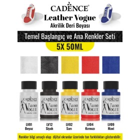 5X50ML Akrilik Deri Boyası - Temel Başlangıç ve Ana Renkler Seti