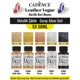 5X50ML Akrilik Deri Boyası - Metalik Şıklık - Saray Altını Seti