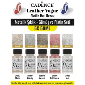 5X50ML Akrilik Deri Boyası - Metalik Şıklık - Gümüş ve Platin Seti