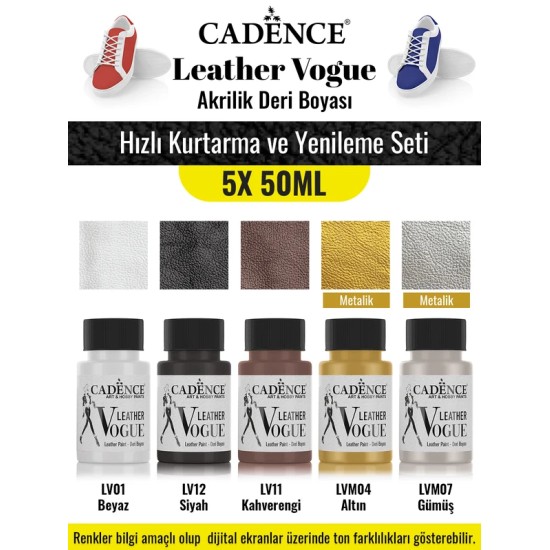 5X50ML Akrilik Deri Boyası - Hızlı Kurtarma ve Yenileme Seti