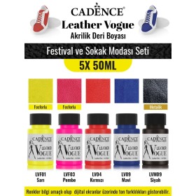5X50ML Akrilik Deri Boyası - Festival ve Sokak Modası Seti