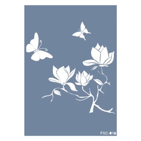 FCS16 Bitki Model A4 Kelebek ve Çiçek Stencil