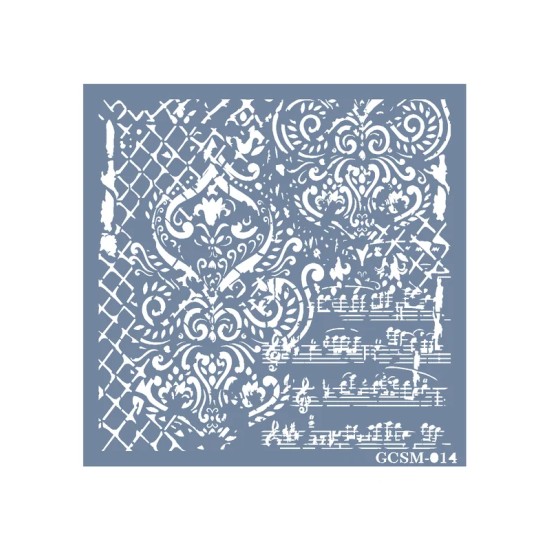 GCSM14 Kolaj Model Grunge Duvar Stencil 25x25cm