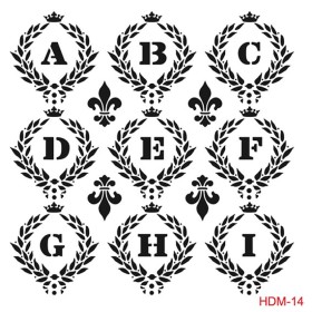 Alfabe Model HDM14 Home Dekor 25x25 Stencil