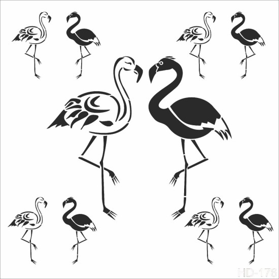 HD176 Flamingo Home Dekor 45x45 Stencil