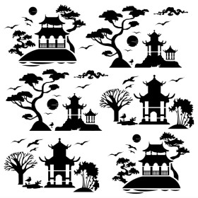 Japon Bahçesi Stencil JP03 45x45cm.