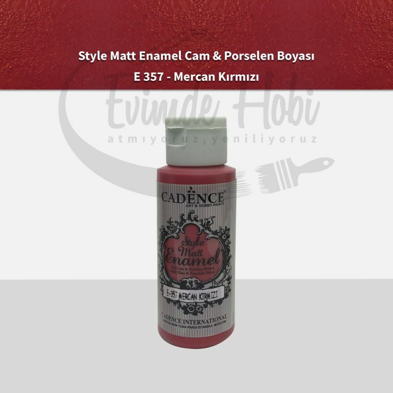 Cadence Enamel Mat Cam Porselen Boyası 357 Mercan Kırmızı 59ML