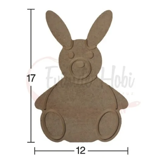Oturan Tavşan Ham Ahşap H063