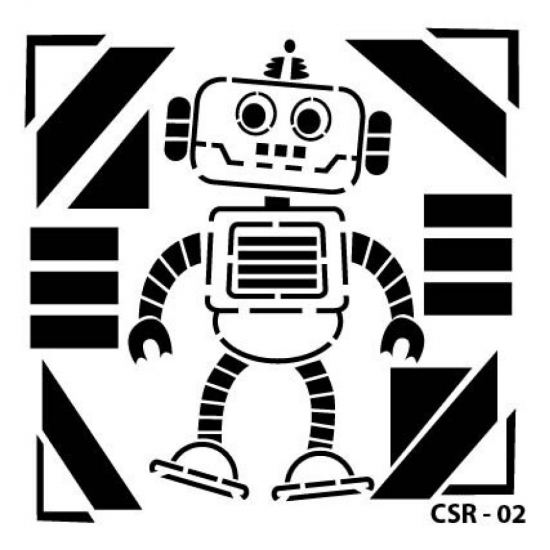 Sevimli Robotlar Çocuk Stencil 15x15cm CSR02