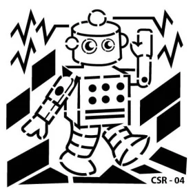 Sevimli Robotlar Çocuk Stencil 15x15cm CSR04