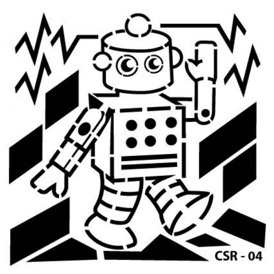 Sevimli Robotlar Çocuk Stencil 25x25cm CSR04