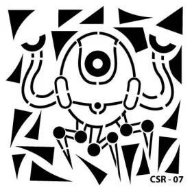 Sevimli Robotlar Çocuk Stencil 15x15cm CSR07